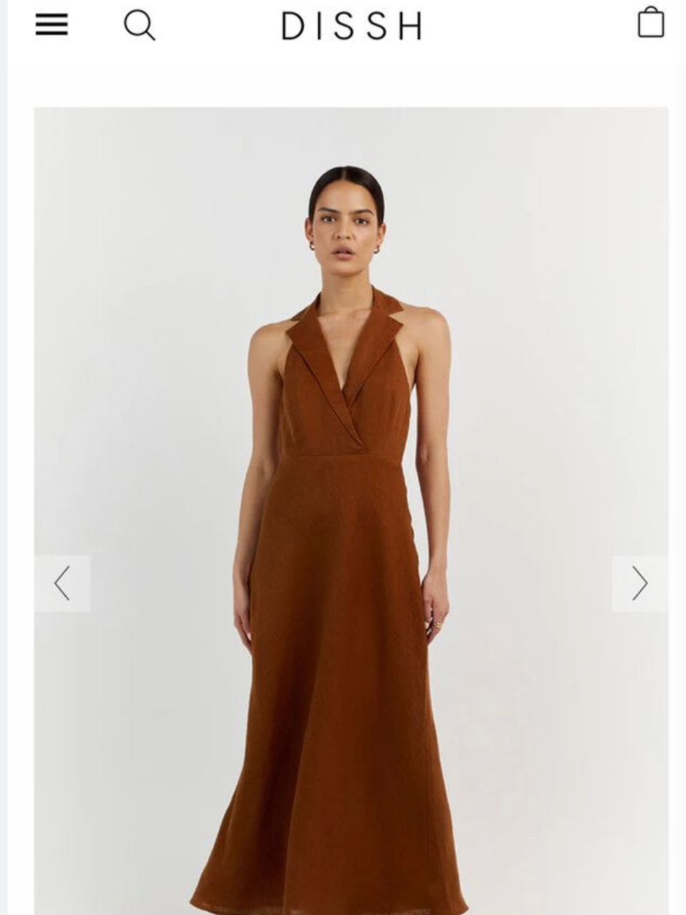 DISSH Ezra Brown Halter Midi Dress